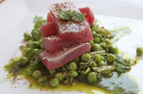 Torched Tuna & Pea Salad w/ Anchovy Vinaigrette