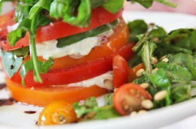 Tomato & Basil Salad w/ Mascarpone & Bleu Cheese Mousse