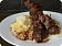 Coffee-Rubbed Beef Tenderloin Skewers w/ Red Onion Mustard & Garlic Cream