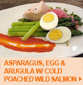 Asparagus, Egg & Arugula w/ Cold Poached Wild Salmon