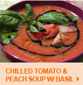 Chilled Tomato & Peach Soup w/ Basil