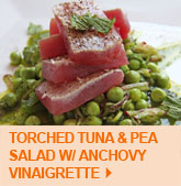 Torched Tuna & Pea Salad w/ Anchovy Vinaigrette