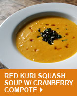 Red Kuri Squash Soup W/ Cranberry Compote