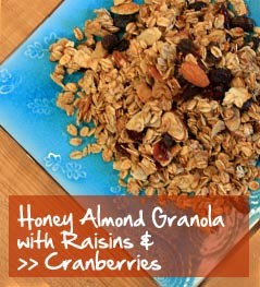 Honey Almond Granola with Raisins and Cranberries