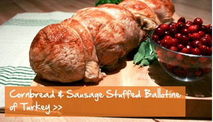 Cornbred and Sausage Stuffed Ballotine of Turkey