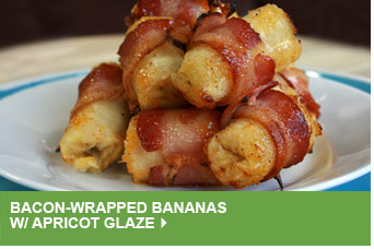 Bacon-Wrapped Bananas w/ Apricot Glaze