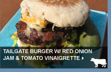 Tailgate Burger w/ Red Onion Jam & Tomato Vinaigrette